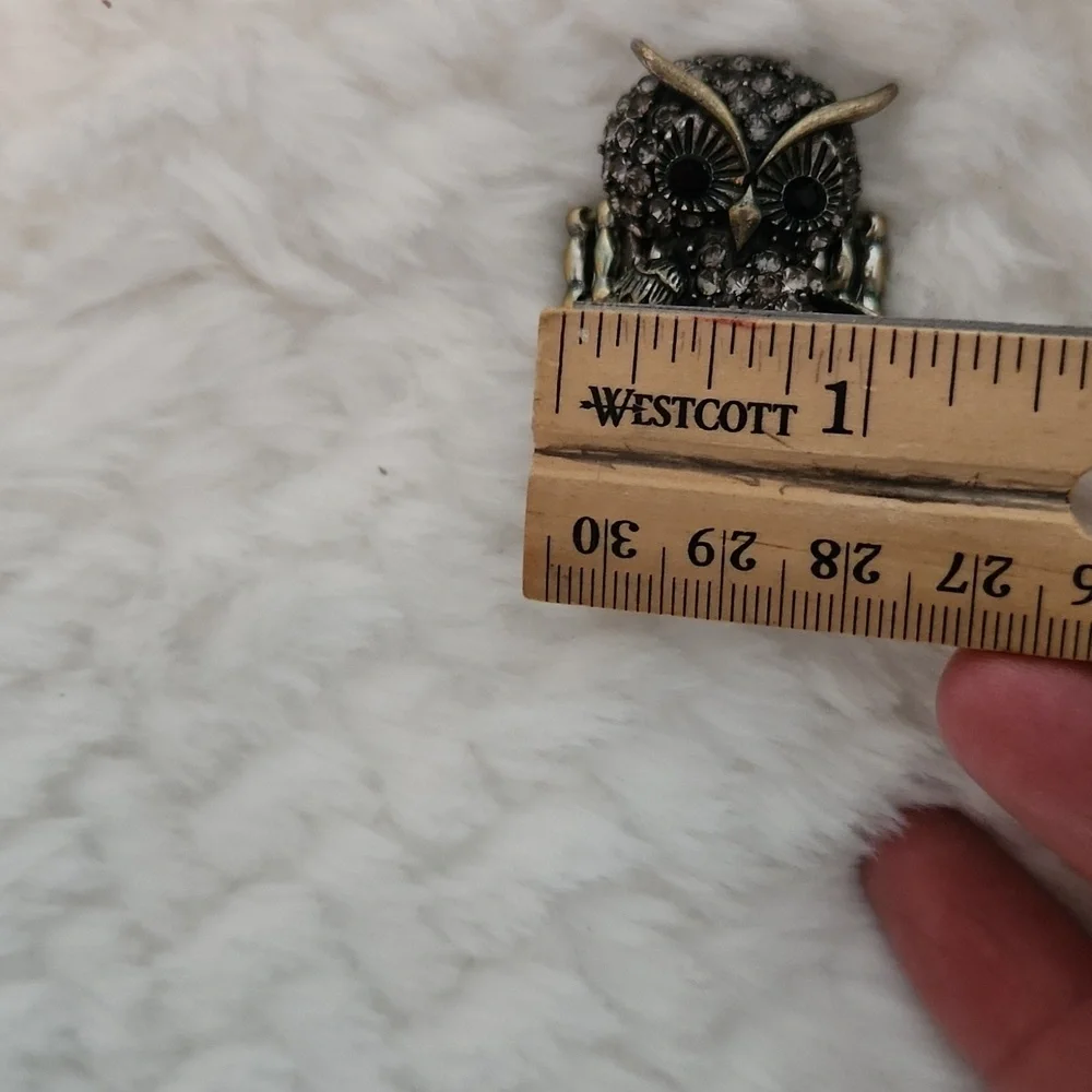 Crystal Owl Ring With Antique Finish- Nature Inspired Boho Art Jewelry Ring